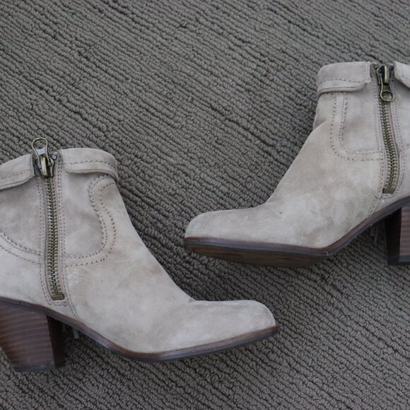 SAM EDELMAN Louie Tan Suede Fringe Cowboy Bootie Size 7.5 - Picture 4 of 11